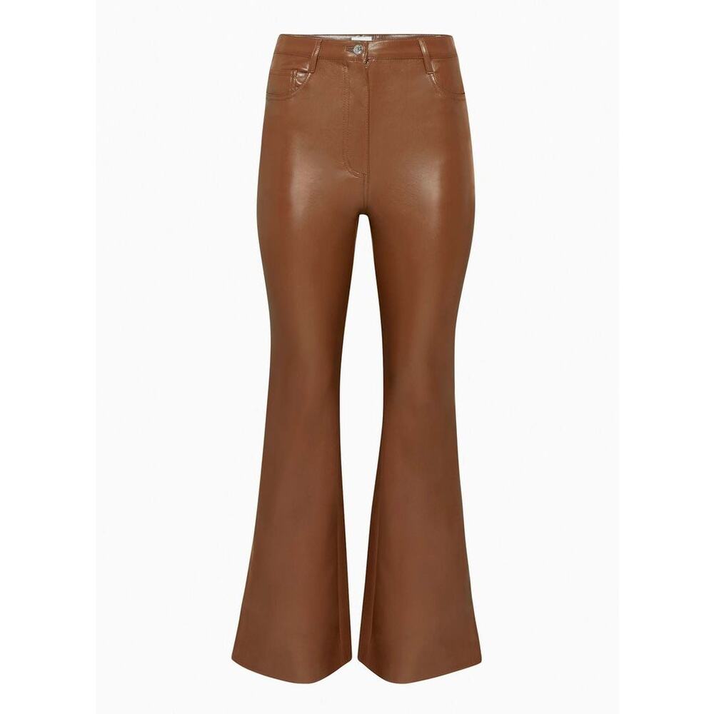 Aritzia Wilfred Babaton Melina Flare Cognac Vergan Faux Leather Pants - Picture 7 of 16